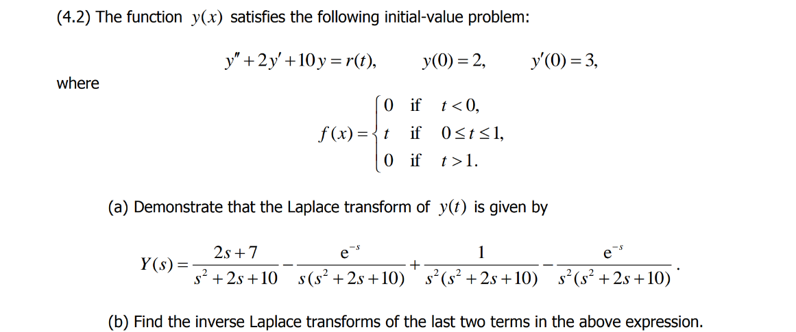 Solved (4.2) The function y(x) satisfies the following | Chegg.com