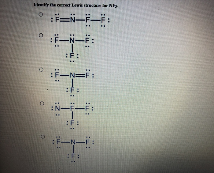 Solved Identify the correct Lewis structure for NF3. O.