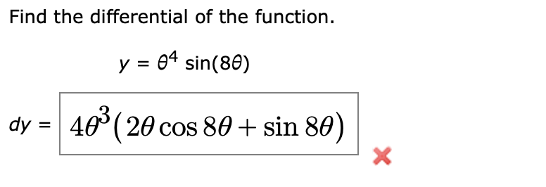 Solved Find the differential of the function. | Chegg.com