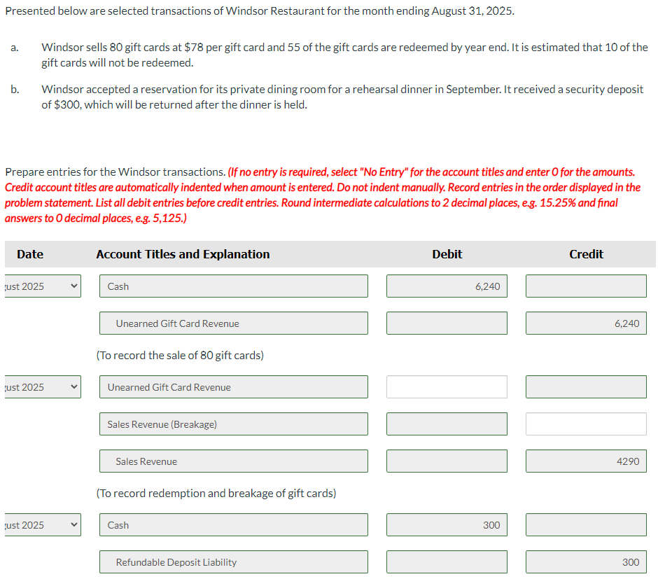 Solved Presented below are selected transactions of Windsor