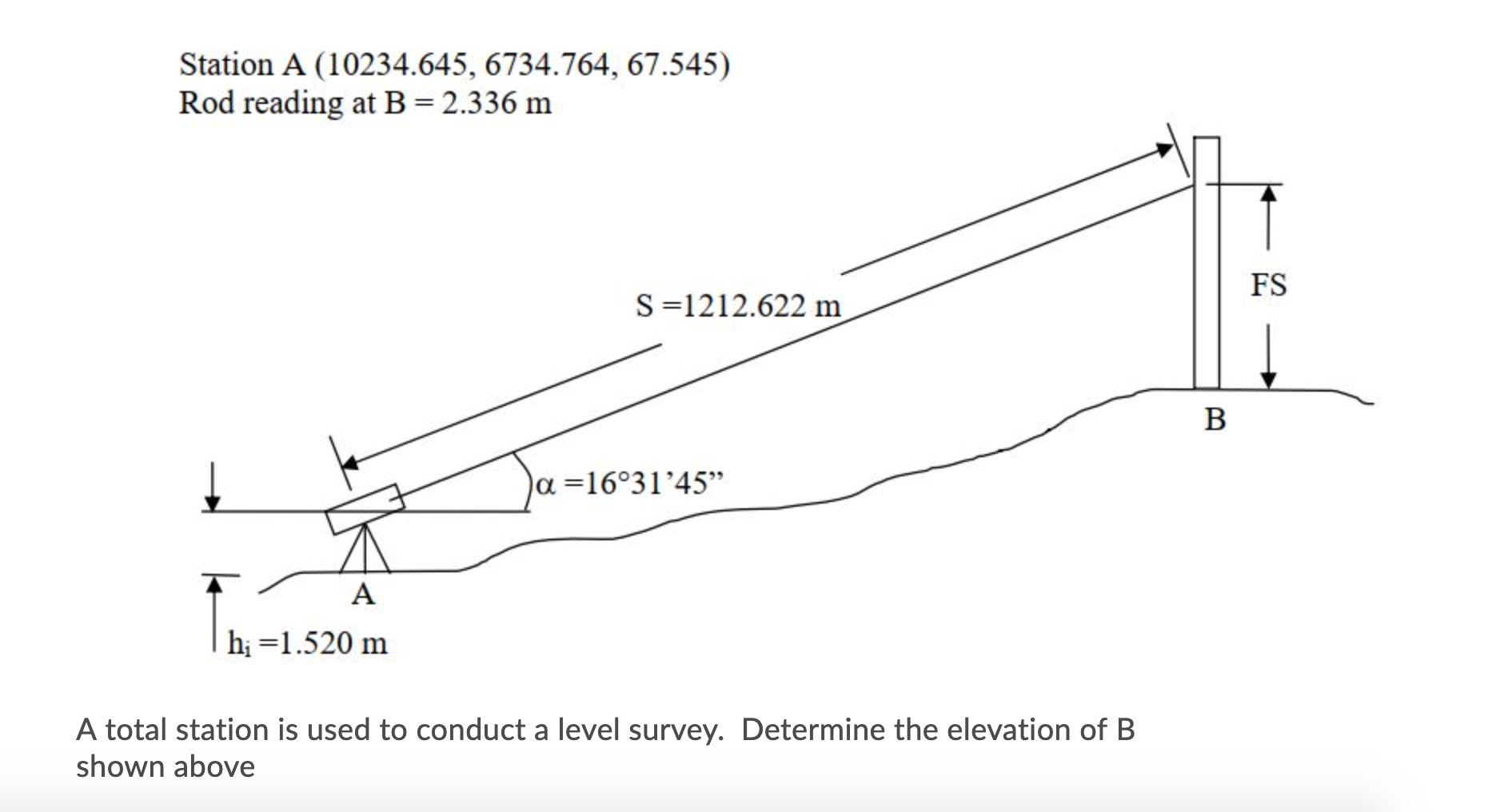 Solved Station A (10234.645, 6734.764, 67.545) Rod reading