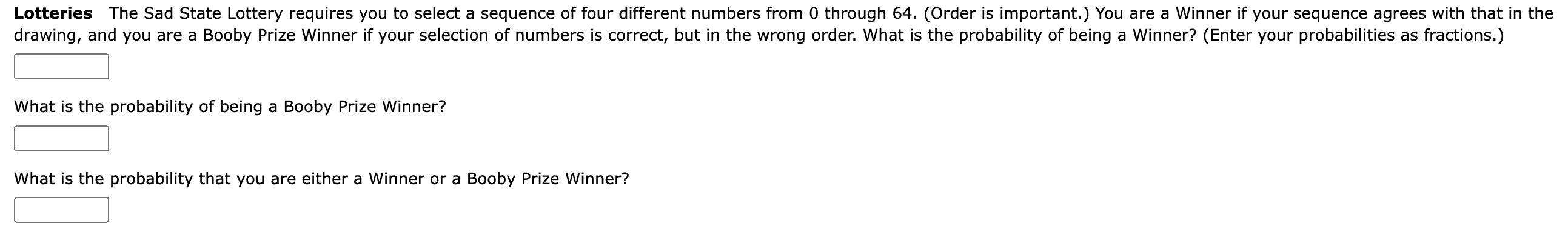 Solved What is the probability of being a Booby Prize Chegg com