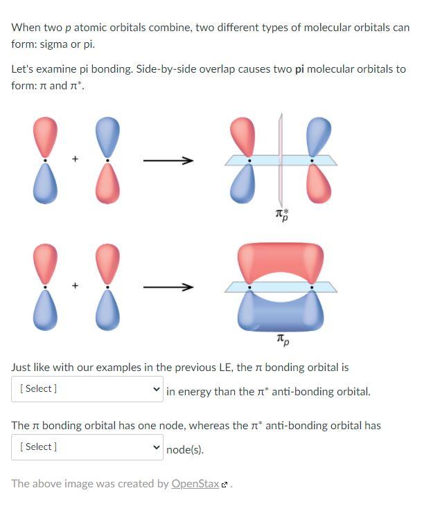 Solved When two p atomic orbitals combine, two different | Chegg.com