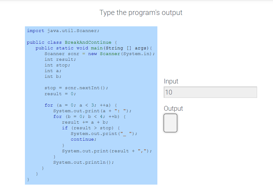 Solved Type the program's output import java.util. Scanner; | Chegg.com