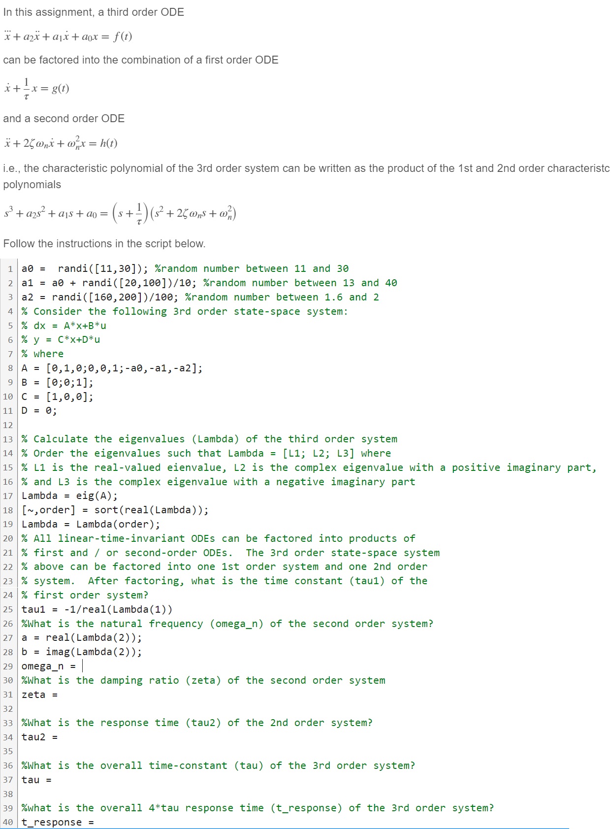 Solved In this assignment, a third order | Chegg.com