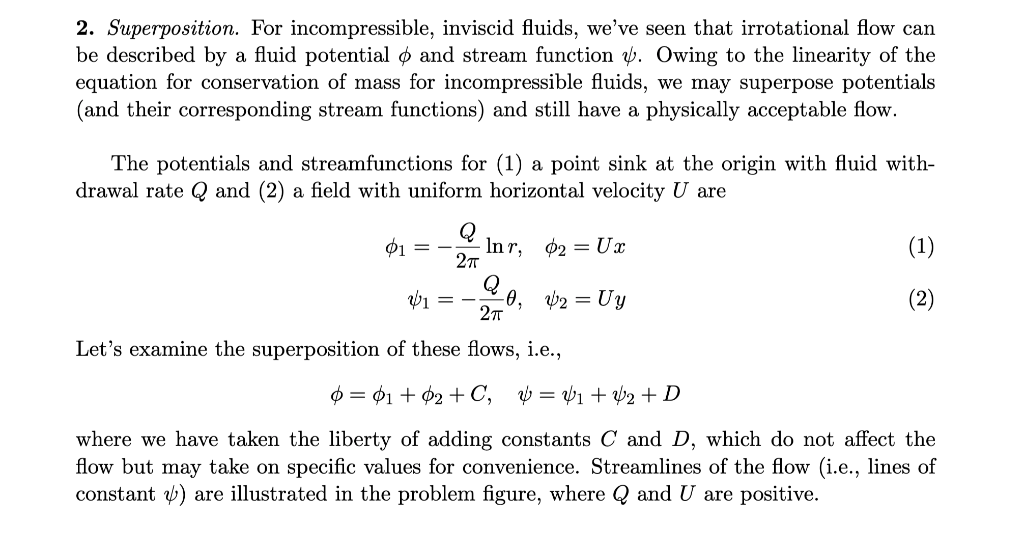 Solved 2. Superposition. For incompressible, inviscid | Chegg.com