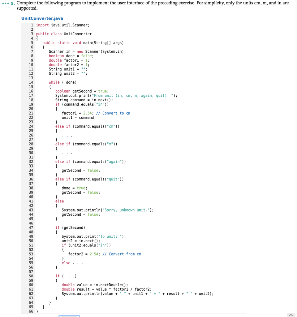 Solved ... 5. Complete The Following Program To Implement | Chegg.com