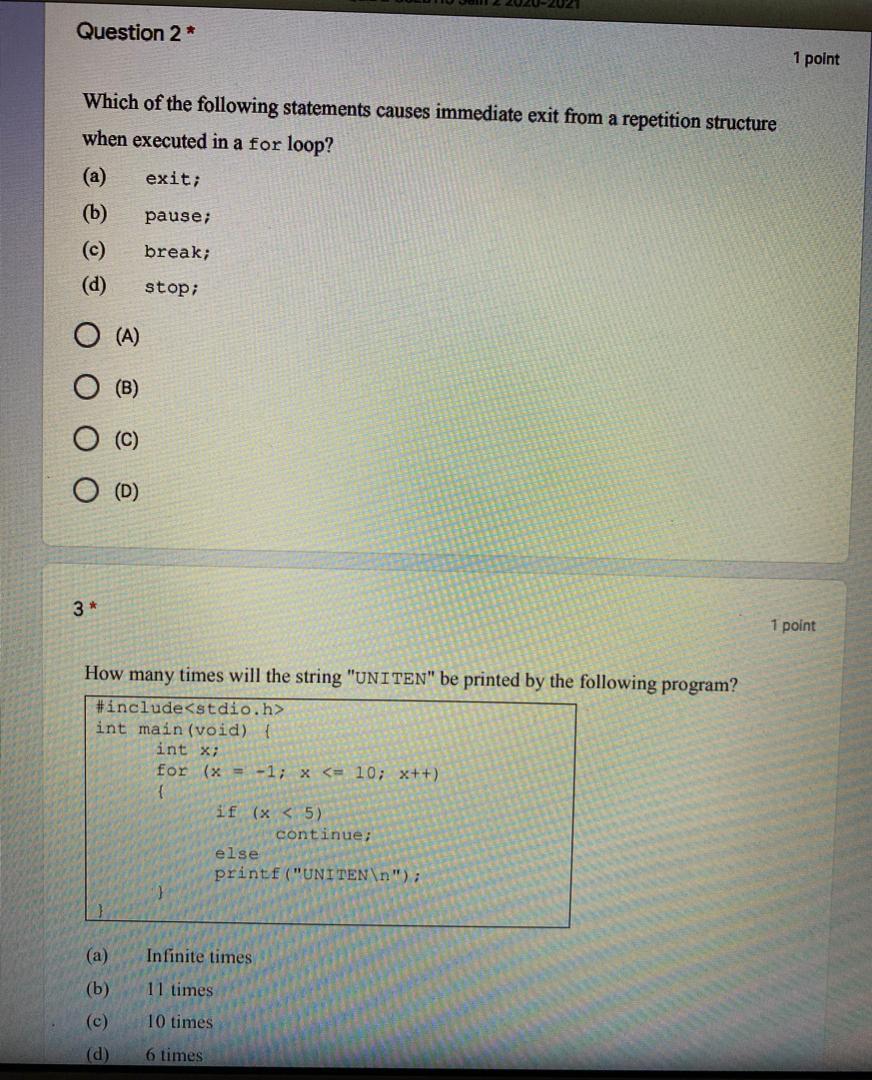Solved Question 2* 1 point Which of the following statements | Chegg.com