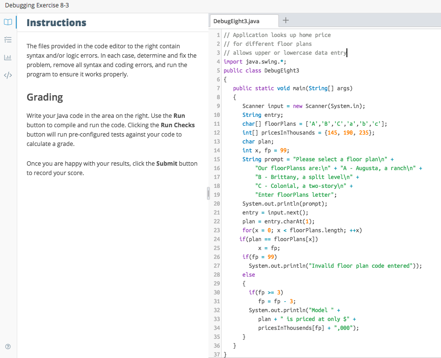 Debugging Exercise 8-3 Instructions DebugEight3,java | Chegg.com