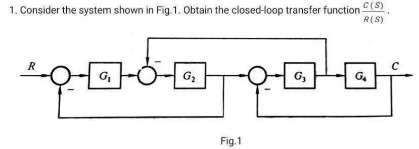 Solved 1. Consider the system shown in Fig.1. Obtain the | Chegg.com