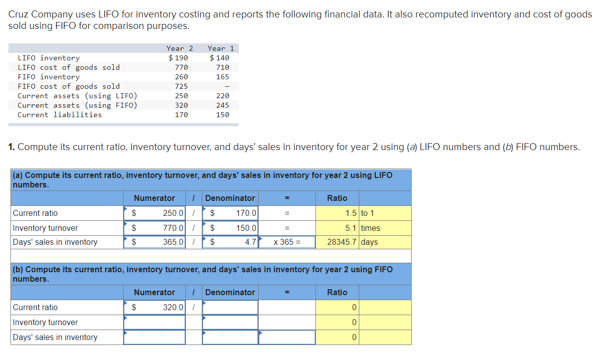 Solved Cruz Company Uses LIFO For Inventory Costing And | Chegg.com