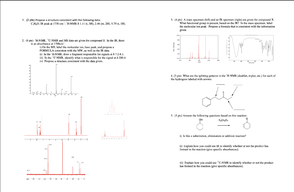 Solved 1. (2 pts) Propose a structure consistent with the | Chegg.com