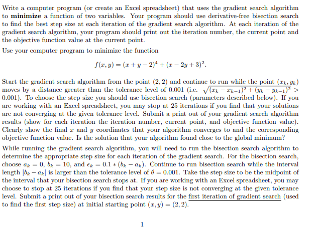 Solved a Write a computer program (or create an Excel | Chegg.com