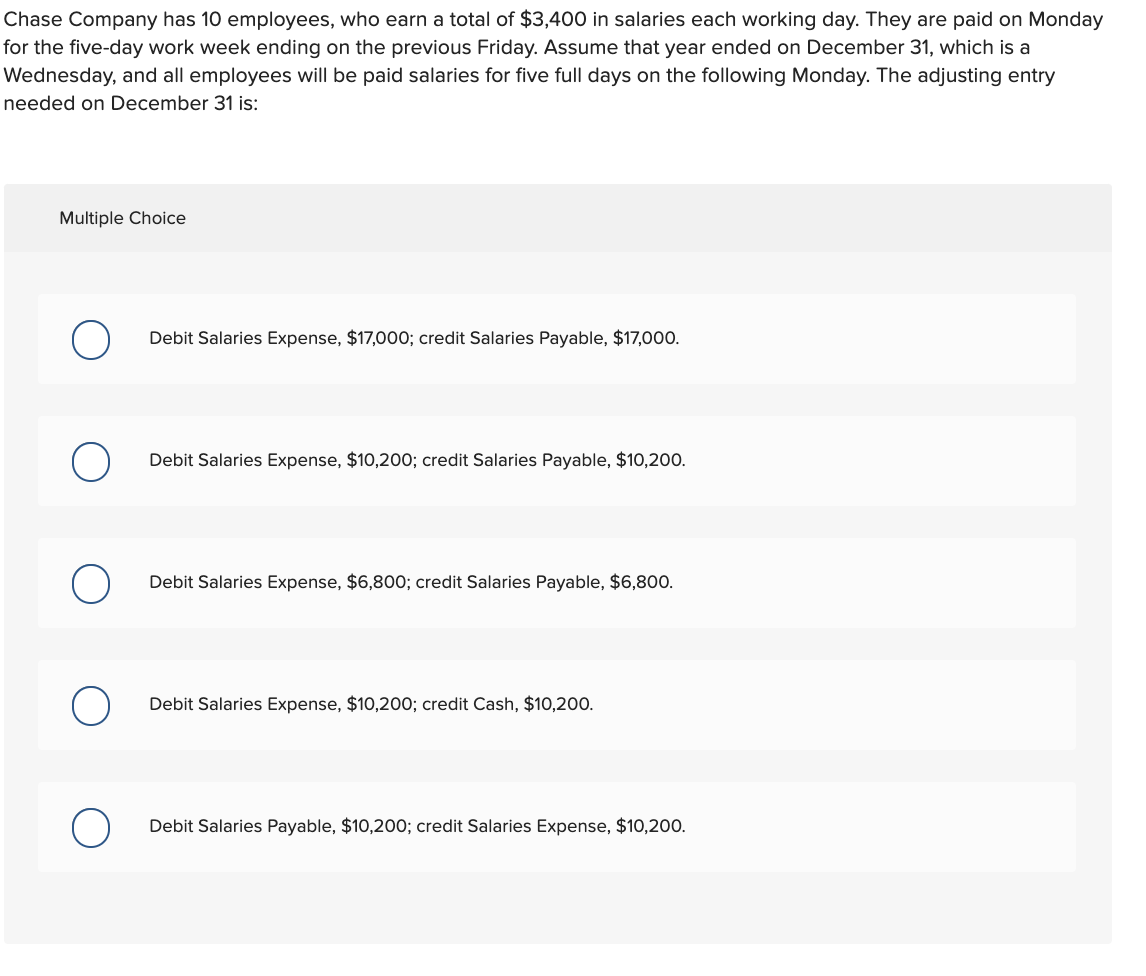 Solved Chase Company has 10 employees, who earn a total of