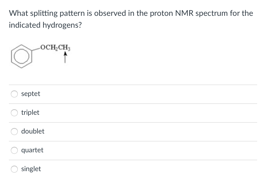 Solved What splitting pattern is observed in the proton NMR | Chegg.com