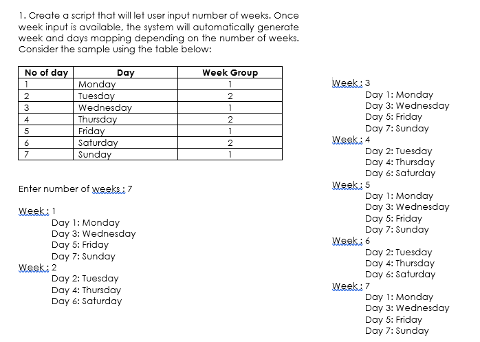 Solved 1. Create a script that will let user input number of | Chegg.com