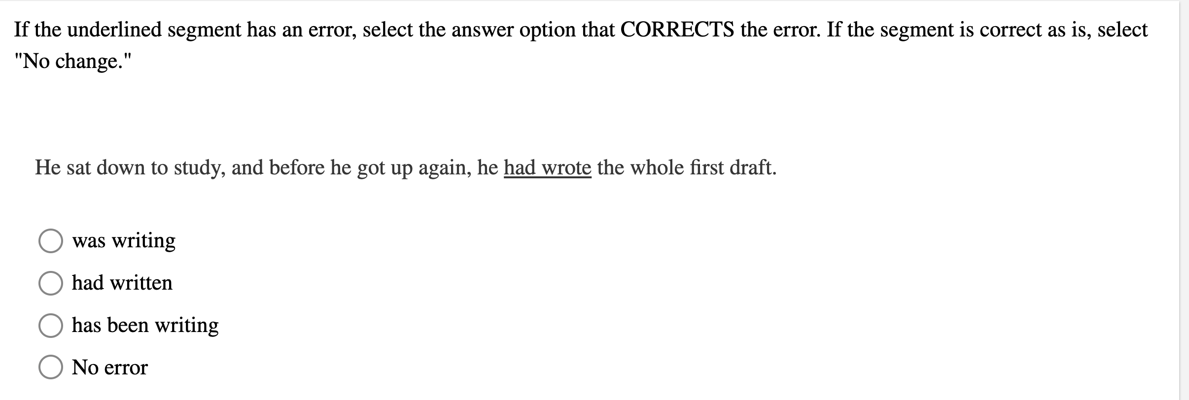 Solved If the underlined segment has an error, select the | Chegg.com