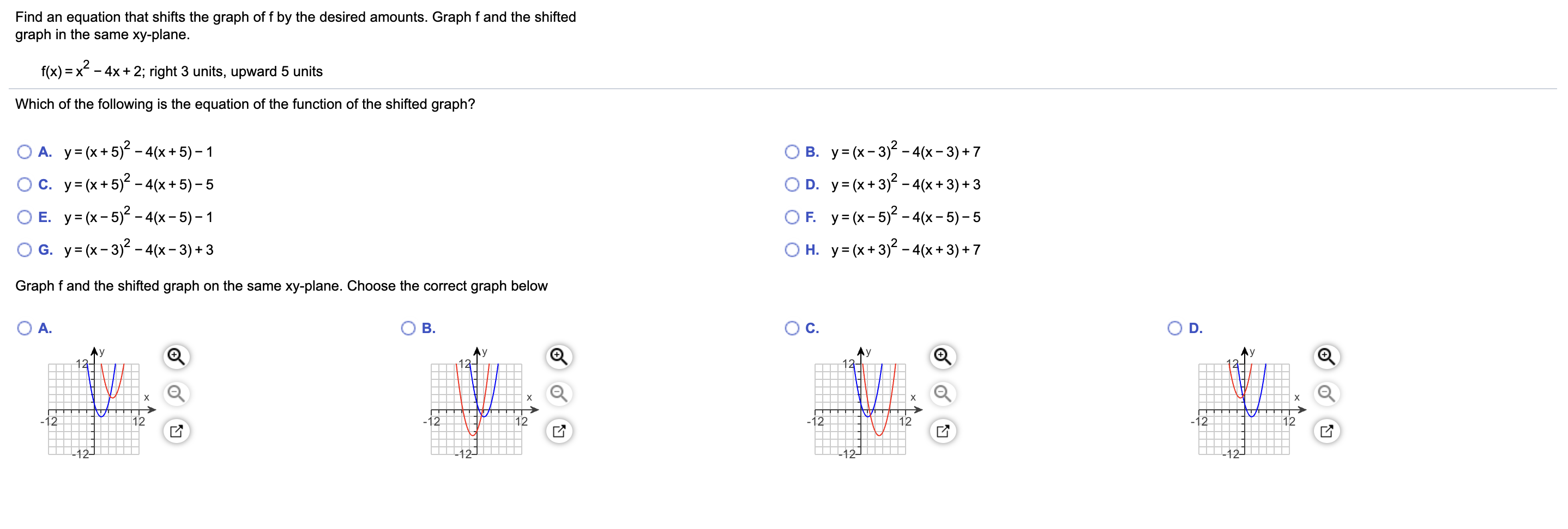 Solved Find an equation that shifts the graph off by the | Chegg.com