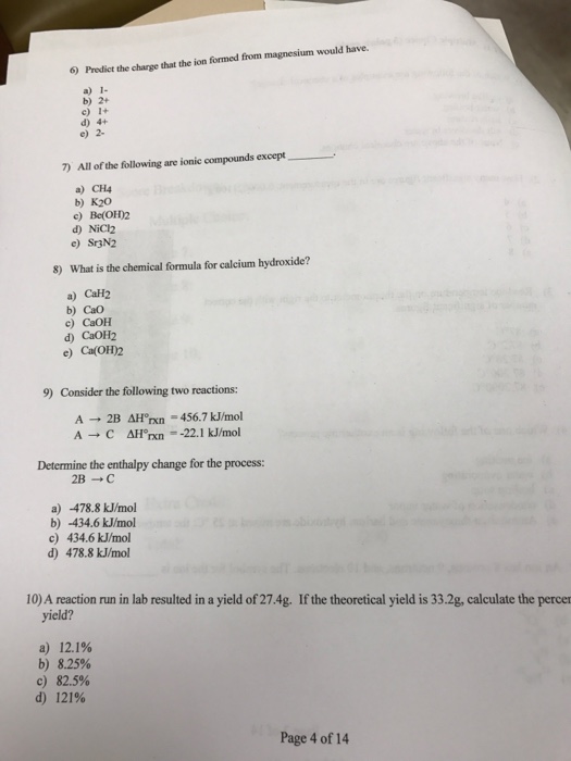 Solved Predict the charge that the ion formed from magnesium