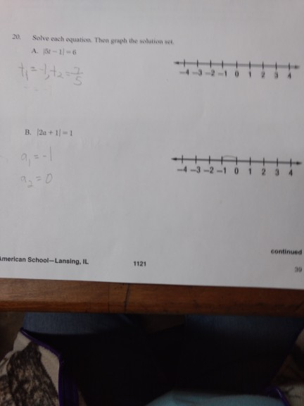 Solved 20 Solve each equation The graph the solutions A. | Chegg.com