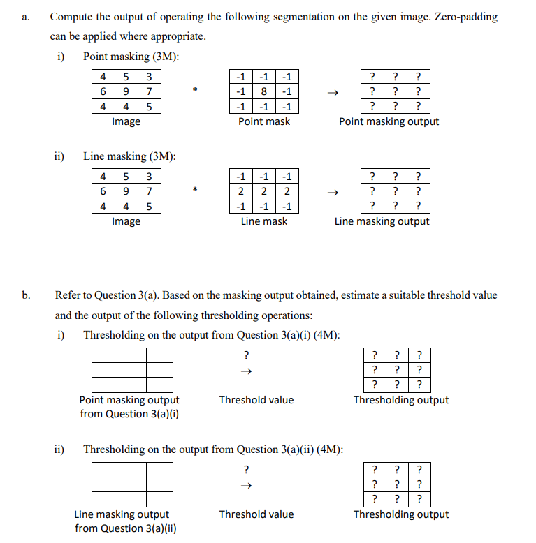 Solved a. Compute the output of operating the following | Chegg.com