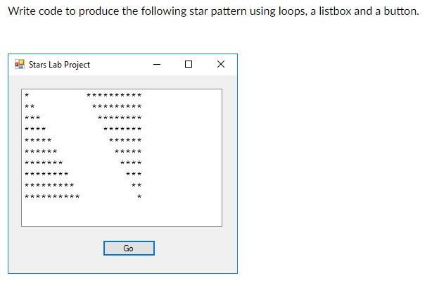Solved VB.Net 2) Write code to produce the following star | Chegg.com