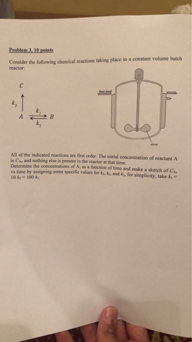 Solved Problem 3. 10 points Consider the following chemical | Chegg.com