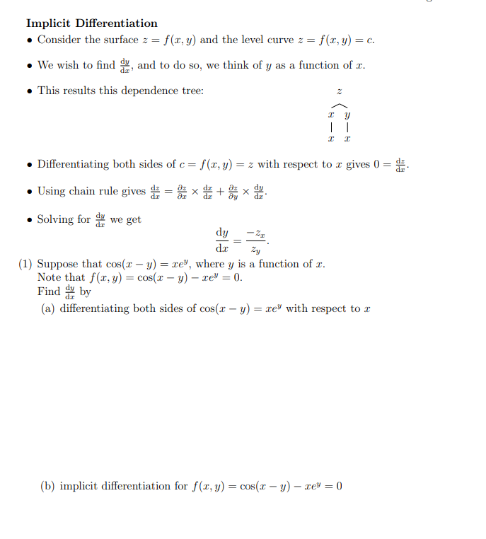 Solved Implicit DifferentiationConsider the surface z=f(x,y) | Chegg.com