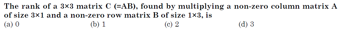 Solved The rank of a 3x3 matrix C (=AB), found by | Chegg.com