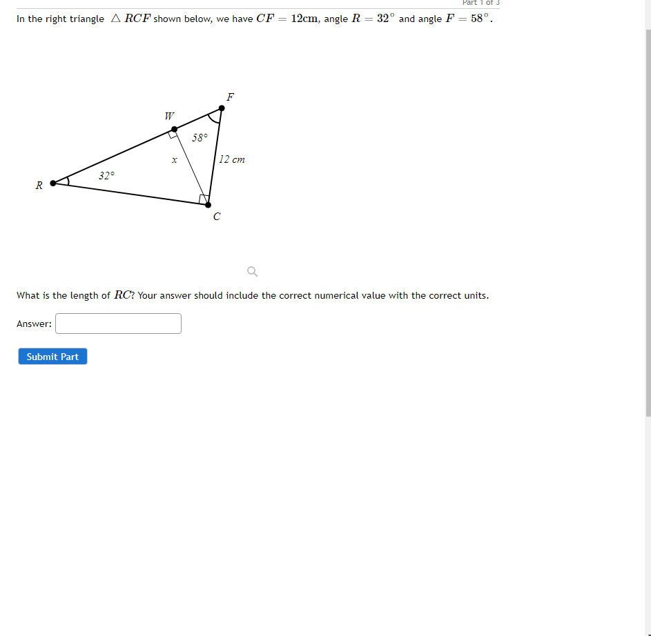 Solved In the right triangle CMD shown below, we have | Chegg.com