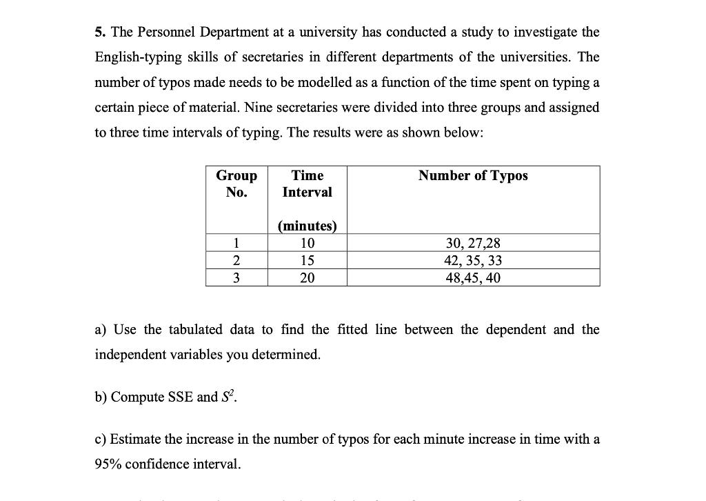 Solved 5. The Personnel Department at a university has