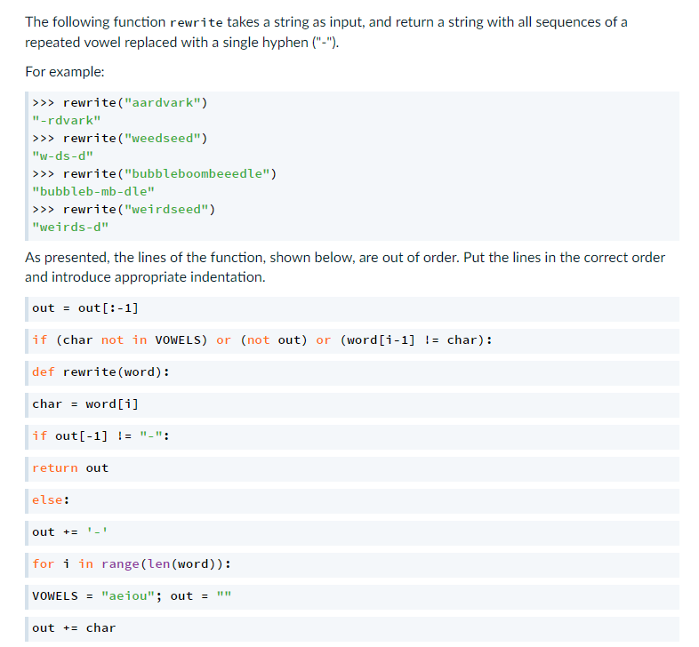 Solved The following function rewrite takes a string as | Chegg.com