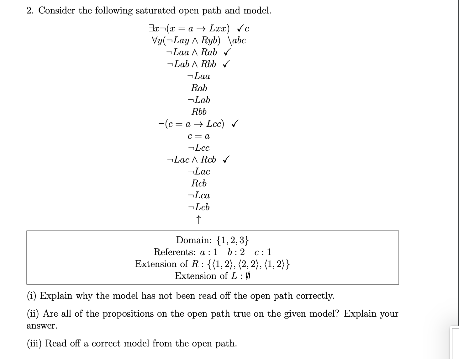 Solved 2. Consider the following saturated open path and | Chegg.com
