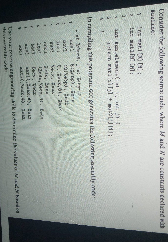 Solved A w N- Consider the following source code, where M | Chegg.com