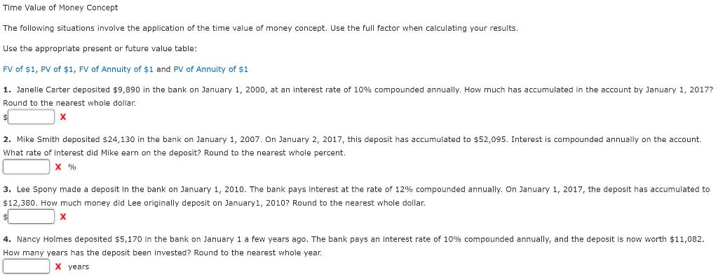 Solved Time Value of Money Concept The following situations | Chegg.com