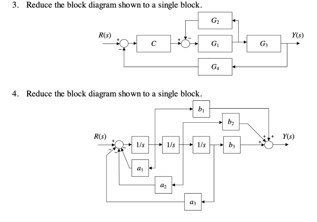 Solved 3. Reduce the block diagram shown to a single block. | Chegg.com