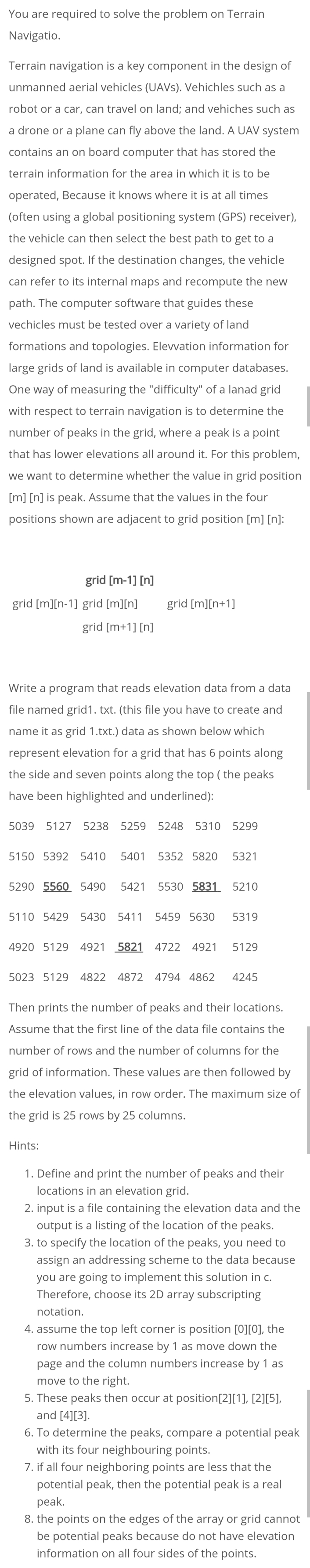 Solved You are required to solve the problem on Terrain | Chegg.com