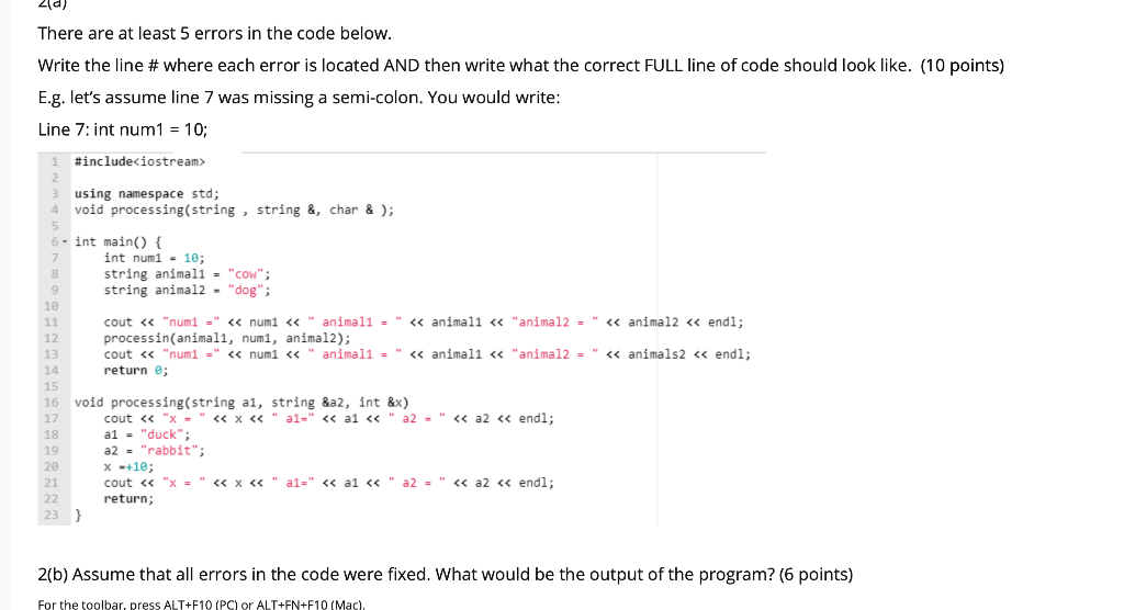 Solved 210) 2 4 5 There are at least 5 errors in the code | Chegg.com