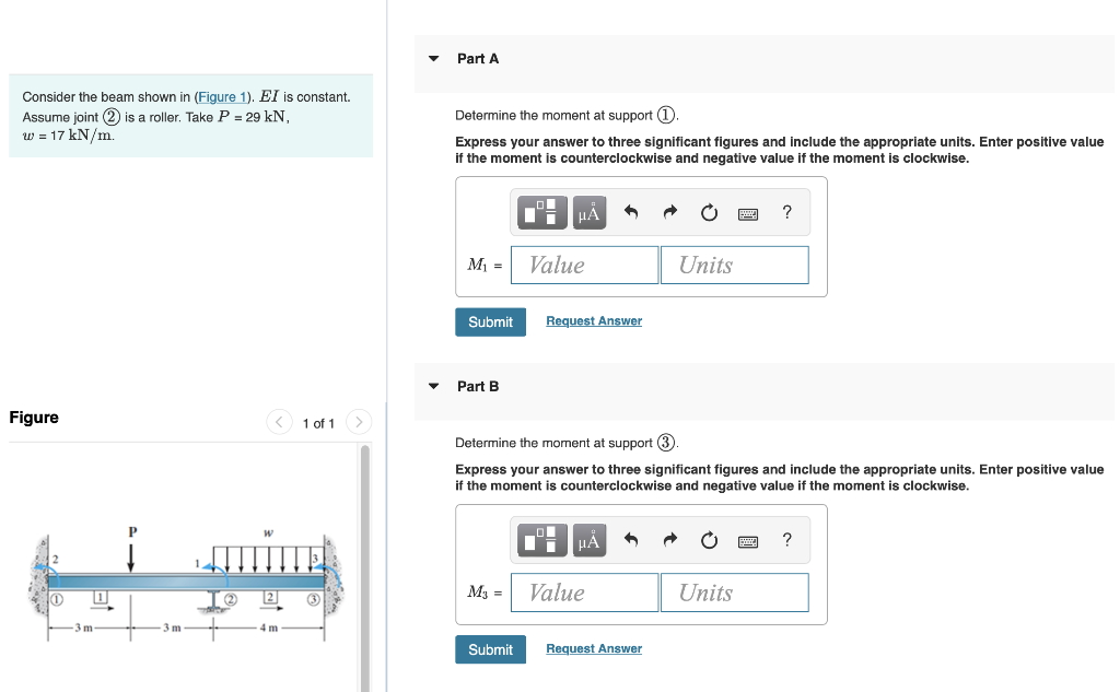 Solved Part A Consider the beam shown in (Figure 1). El is | Chegg.com