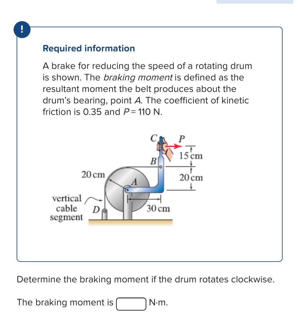 Solved Required information A brake for reducing the speed | Chegg.com