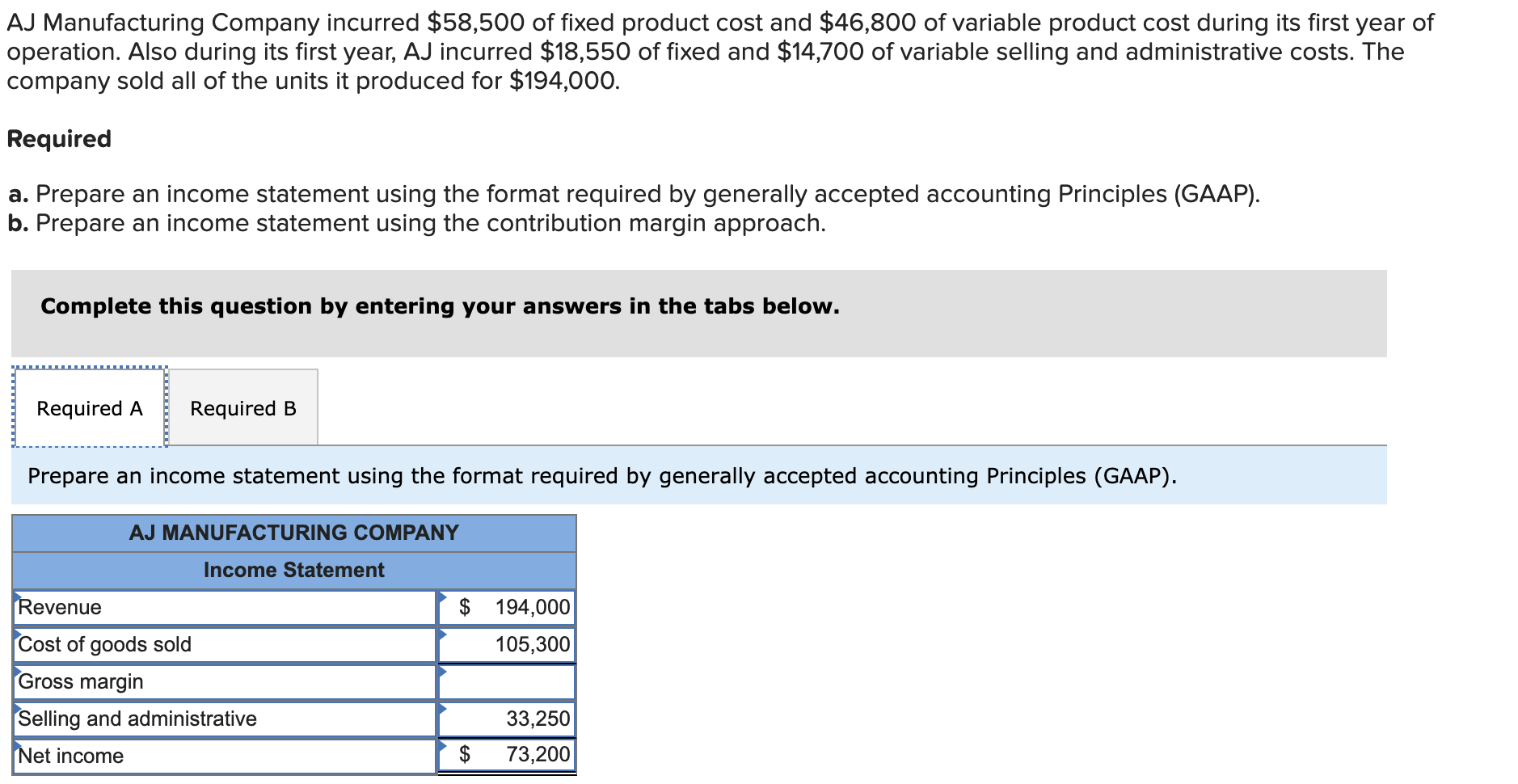 Solved AJ Manufacturing Company incurred 58,500 of fixed