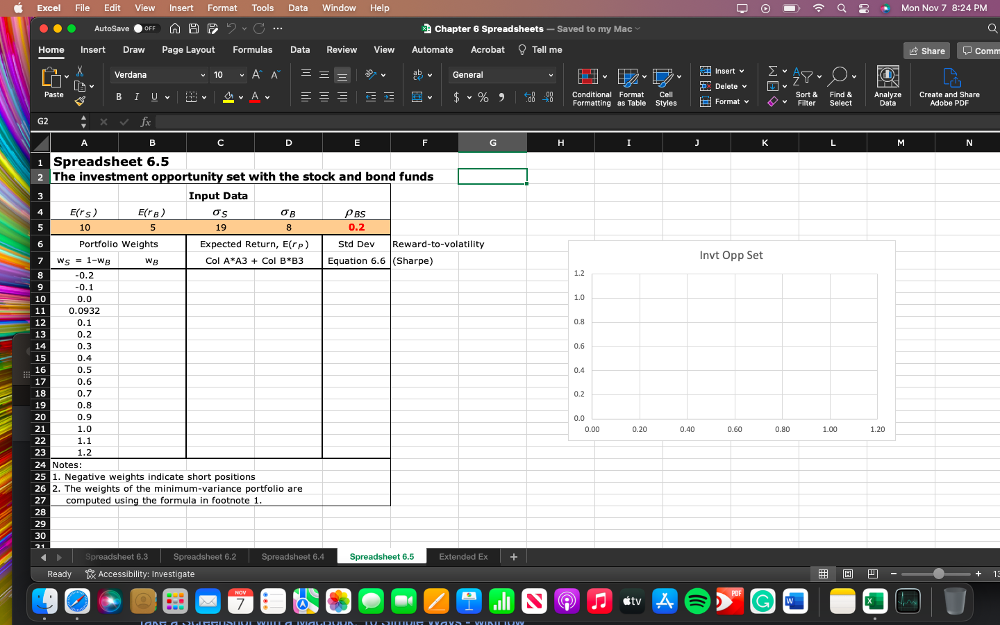 Replicate the Excel spreadsheet described in the