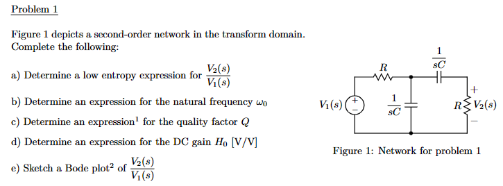 Solved Figure 1 depicts a second-order network in the | Chegg.com