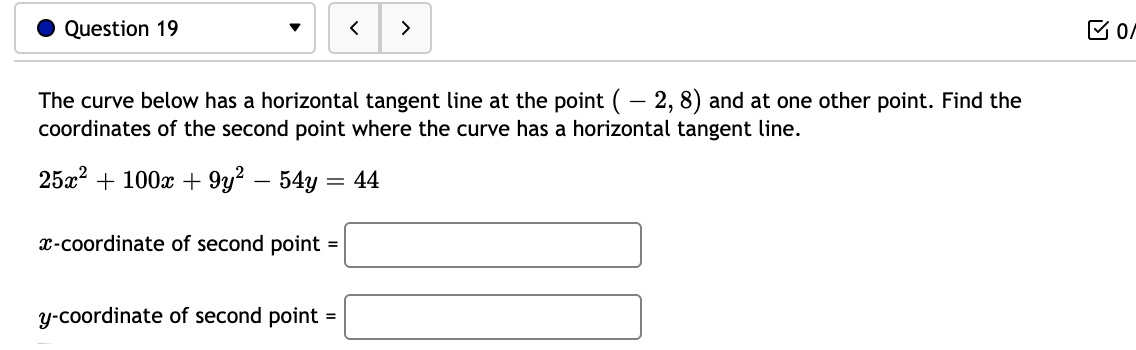 Solved Question 19 07 The curve below has a horizontal | Chegg.com