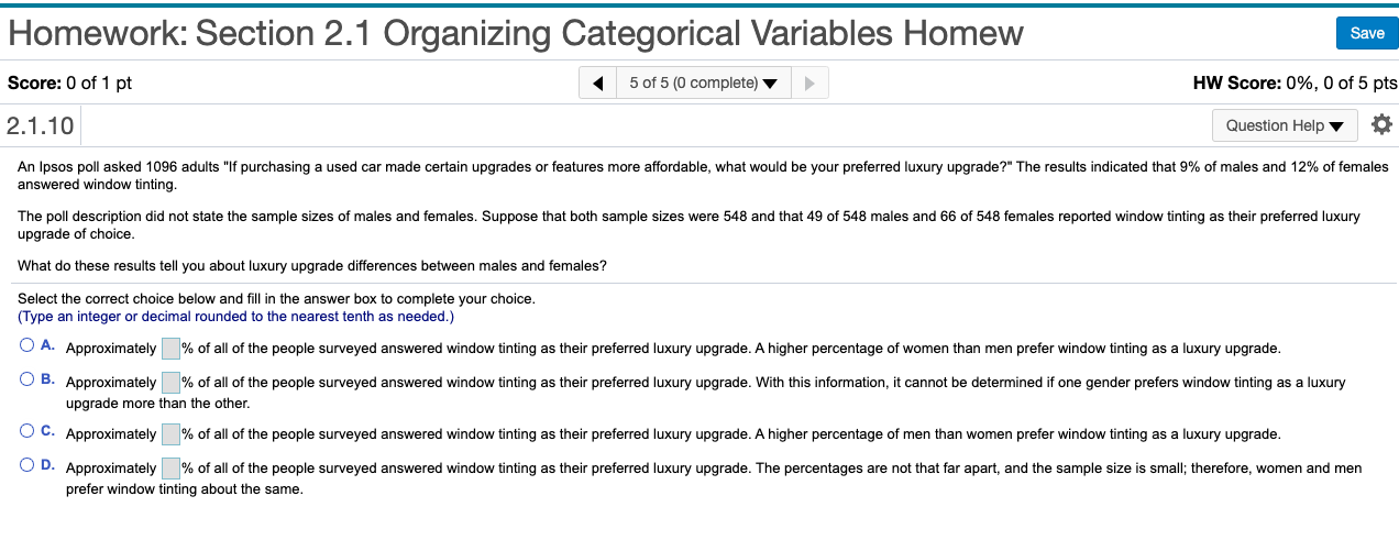 Solved Homework: Section 2.1 Organizing Categorical | Chegg.com