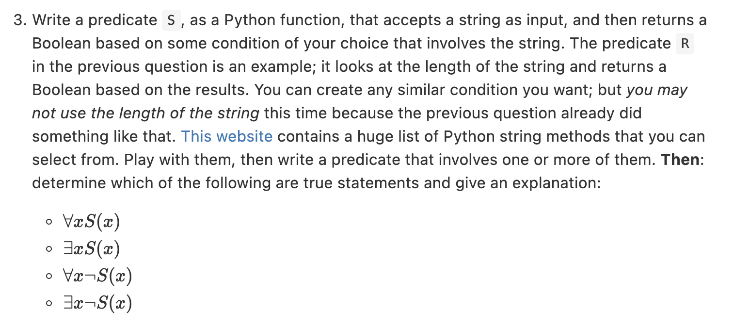 Solved 3. Write a predicate s, as a Python function, that | Chegg.com
