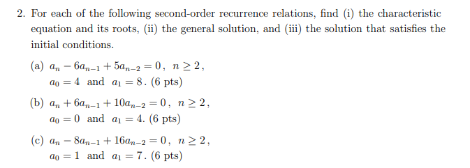 Solved = 2. For each of the following second-order | Chegg.com