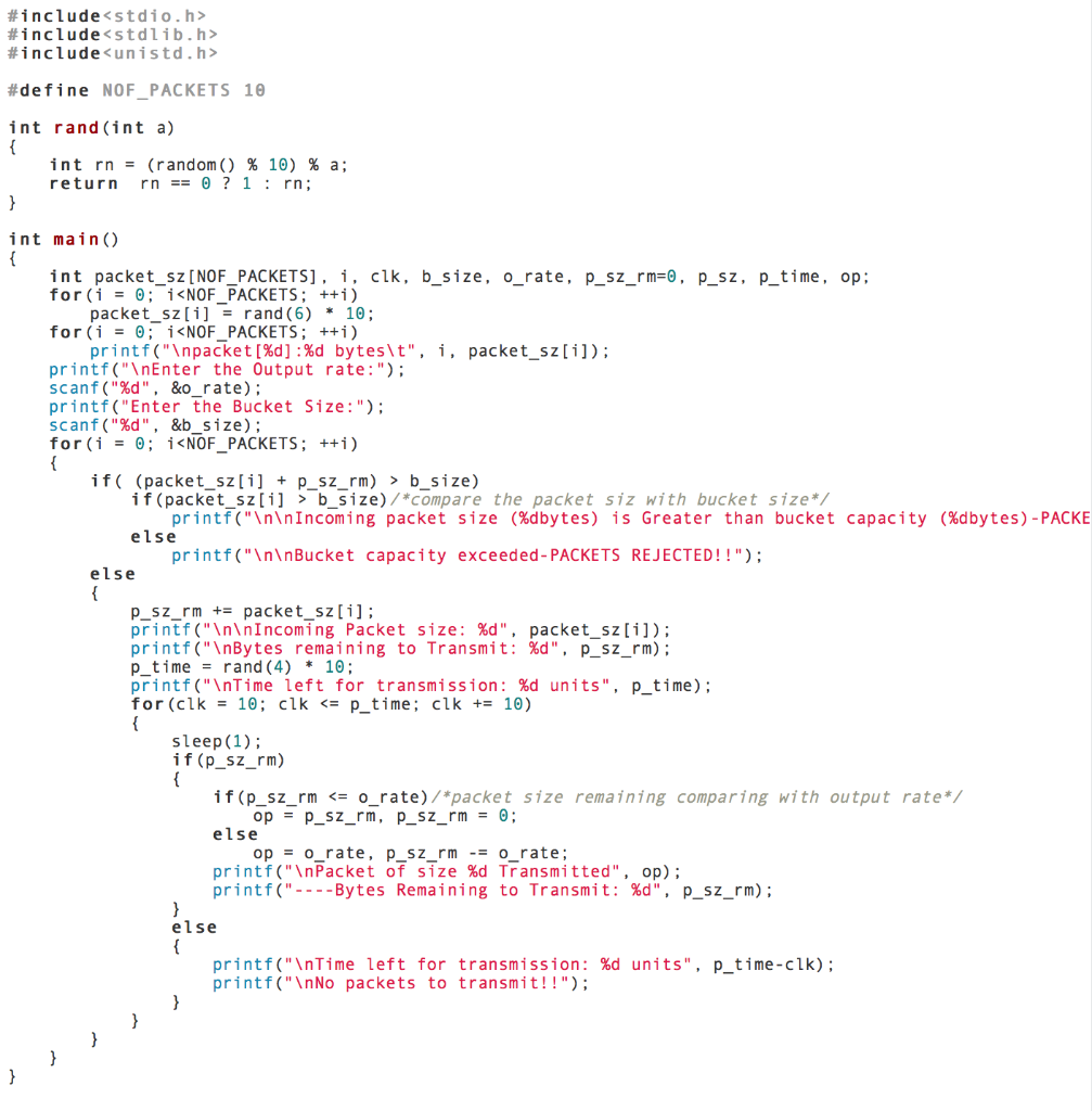 This is an implementation of a leaky bucket algorithm
