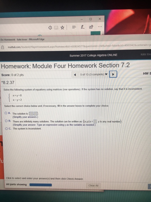 Solved solve the following system of equations using chegg