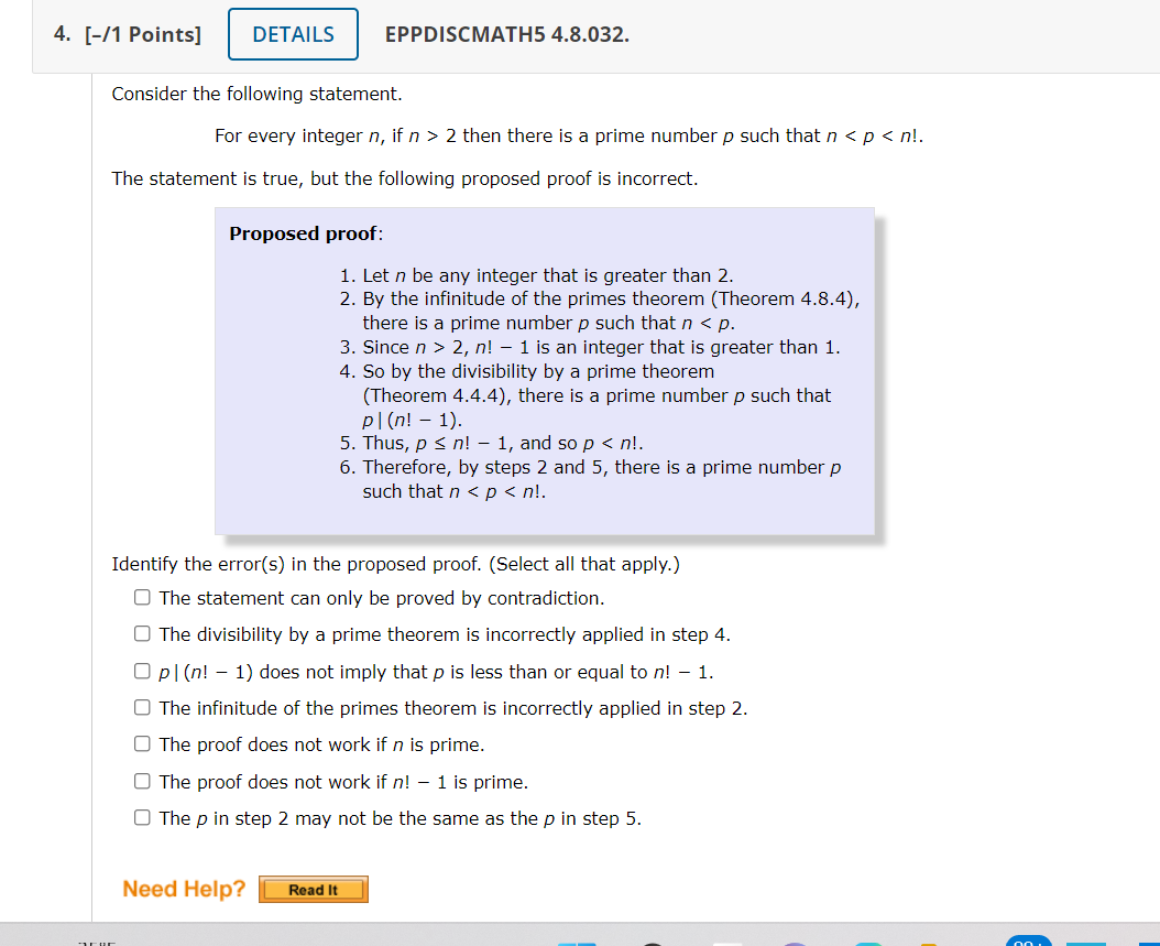 Solved 4. [-/1 Points] DETAILS EPPDISCMATH5 4.8.032. | Chegg.com